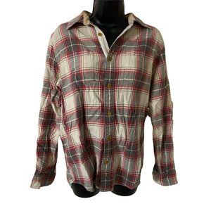 Tommy Hilfiger Shirt Mens Small Slim Fit Flannel Plaid Button Down Rustic Plaid